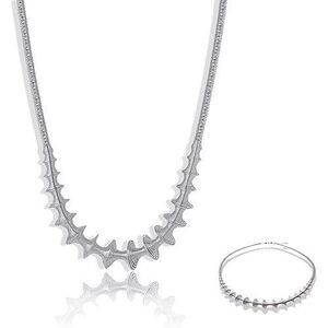 Silver Stainless Steel Baroque Herringbone Necklace for Women, Spring Wave Colla
